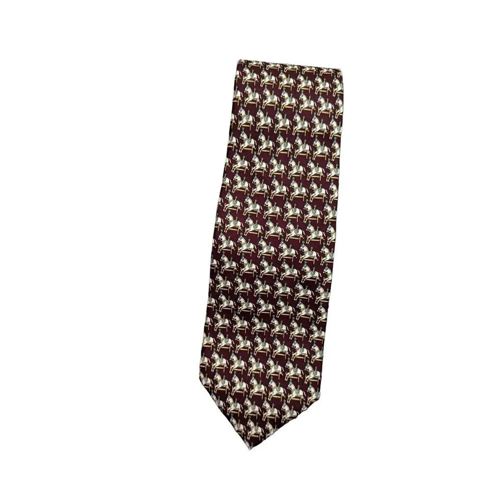 Brooks‎ Brothers Carousel Horse Tie Novelty Jockey Circus Silk Burgundy RN 99458